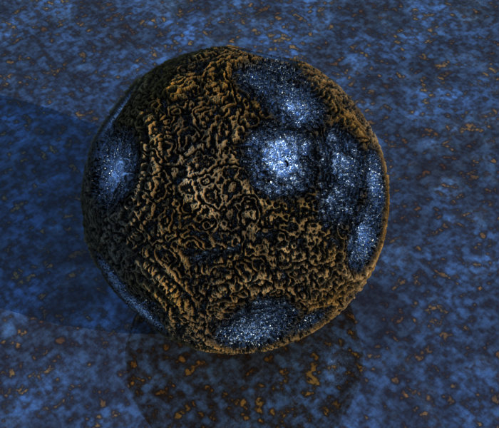 Textured 3D sphere on reflective surface